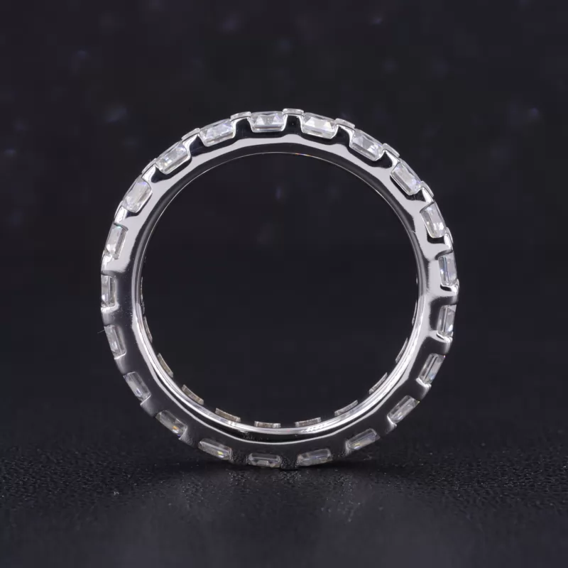 3×3mm Asscher Cut Moissanite 14K White Gold Diamond Eternity Ring