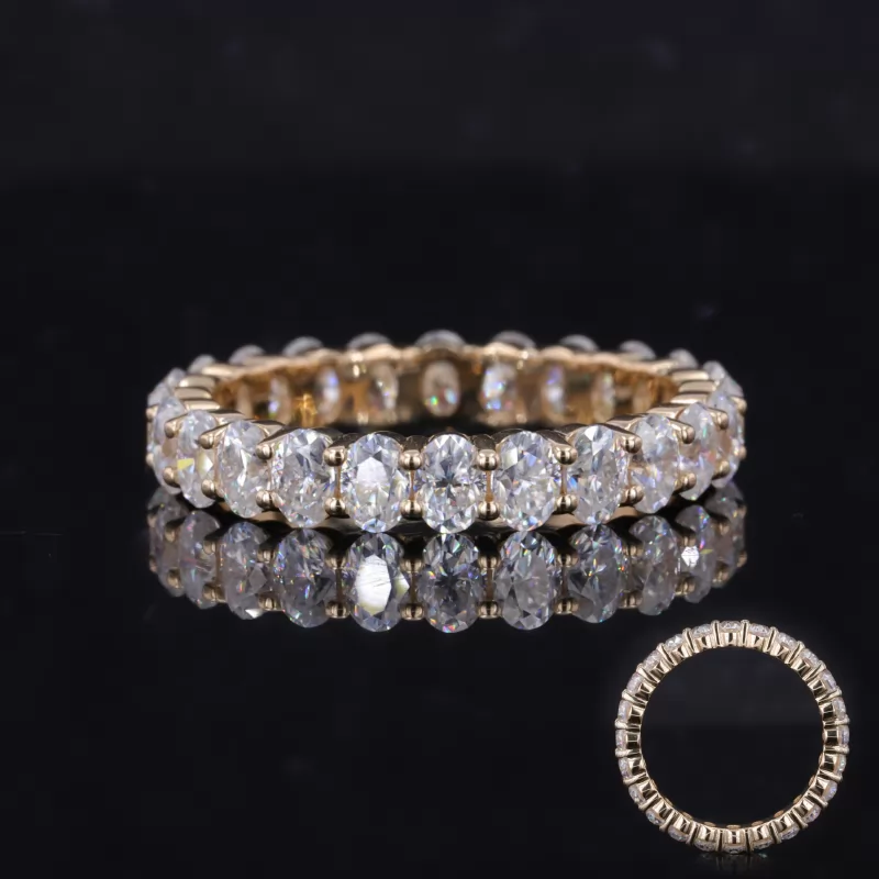 2.5×3.5mm Oval Cut Moissanite 14K Yellow Gold Diamond Eternity Ring