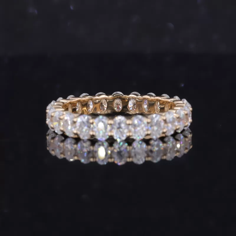 2.5×3.5mm Oval Cut Moissanite 14K Yellow Gold Diamond Eternity Ring