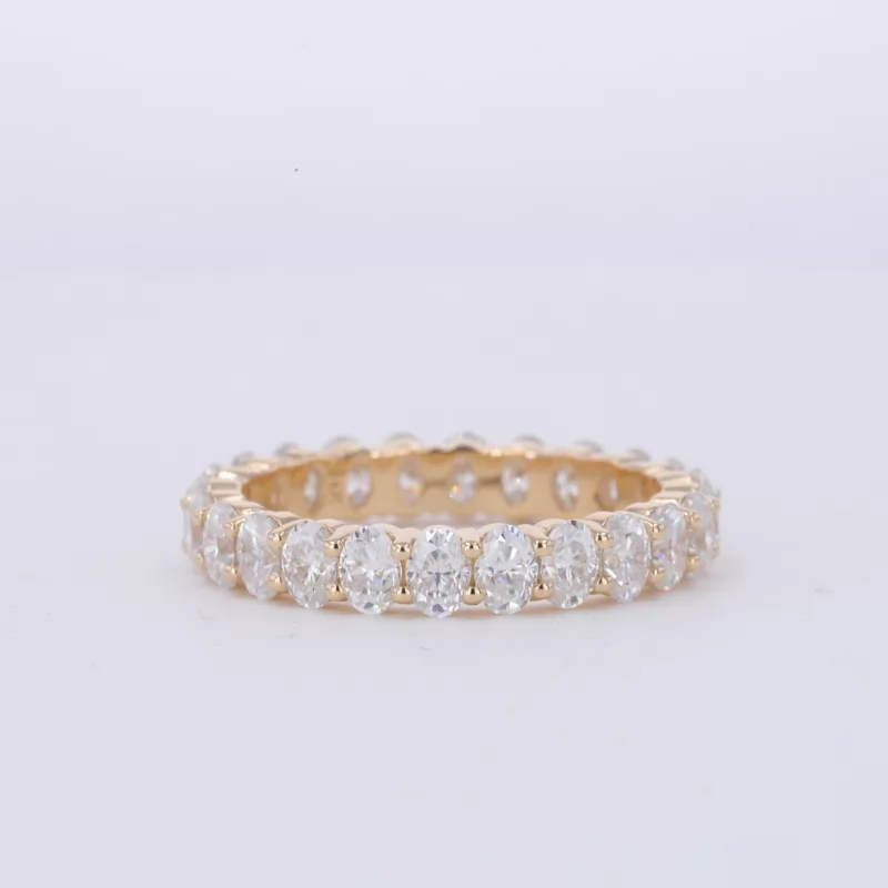 2.5×3.5mm Oval Cut Moissanite 14K Yellow Gold Diamond Eternity Ring