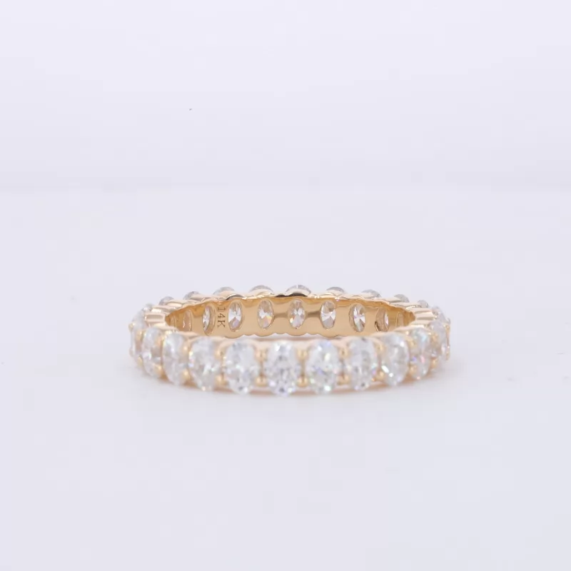 2.5×3.5mm Oval Cut Moissanite 14K Yellow Gold Diamond Eternity Ring