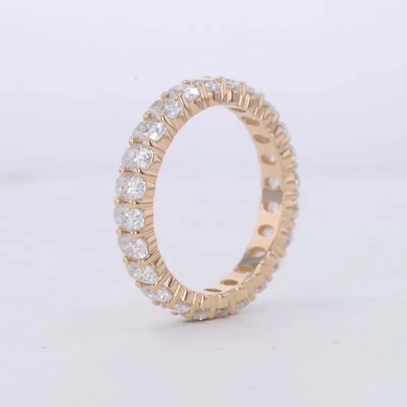 2.5×3.5mm Oval Cut Moissanite 14K Yellow Gold Diamond Eternity Ring