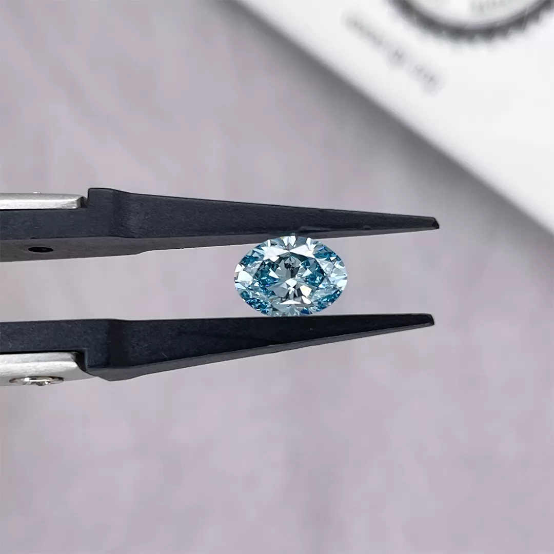 1.03ct Blue Color Oval Cut Lab Grown Diamond