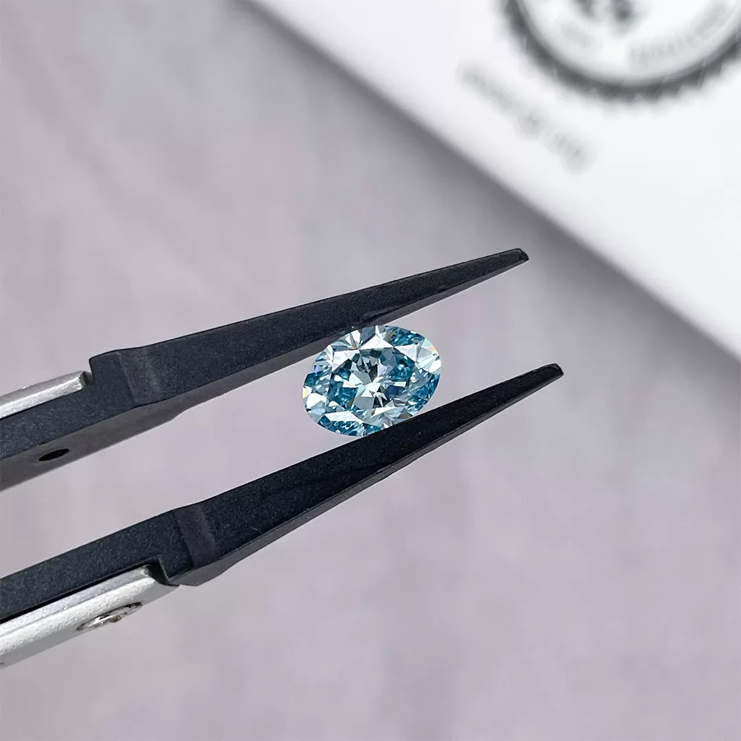 1.03ct Blue Color Oval Cut Lab Grown Diamond