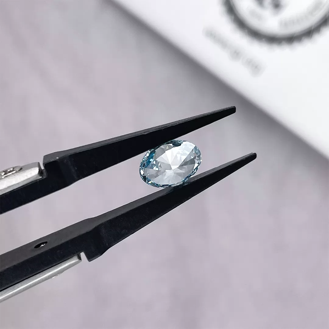1.03ct Blue Color Oval Cut Lab Grown Diamond