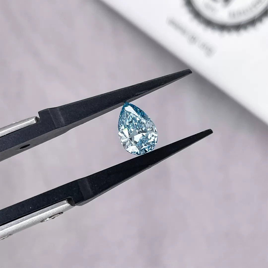 1.06ct Blue Color Pear Cut Lab Grown Diamond