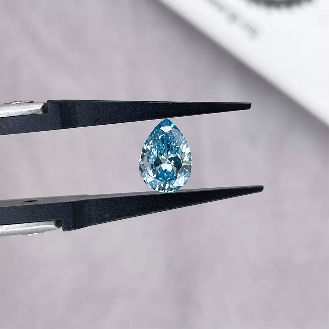 1.26ct Blue Color Pear Cut Lab Grown Diamond