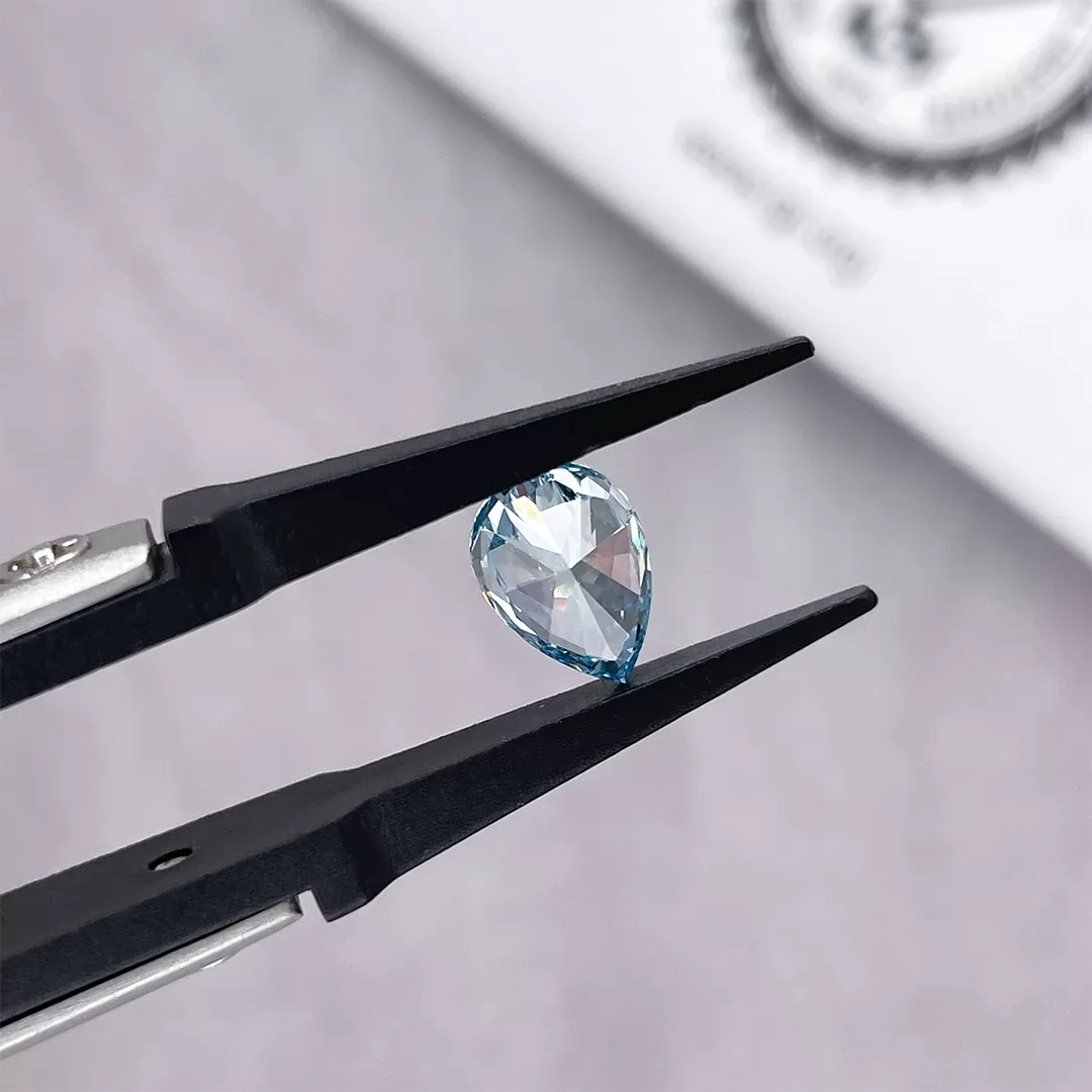 1.26ct Blue Color Pear Cut Lab Grown Diamond