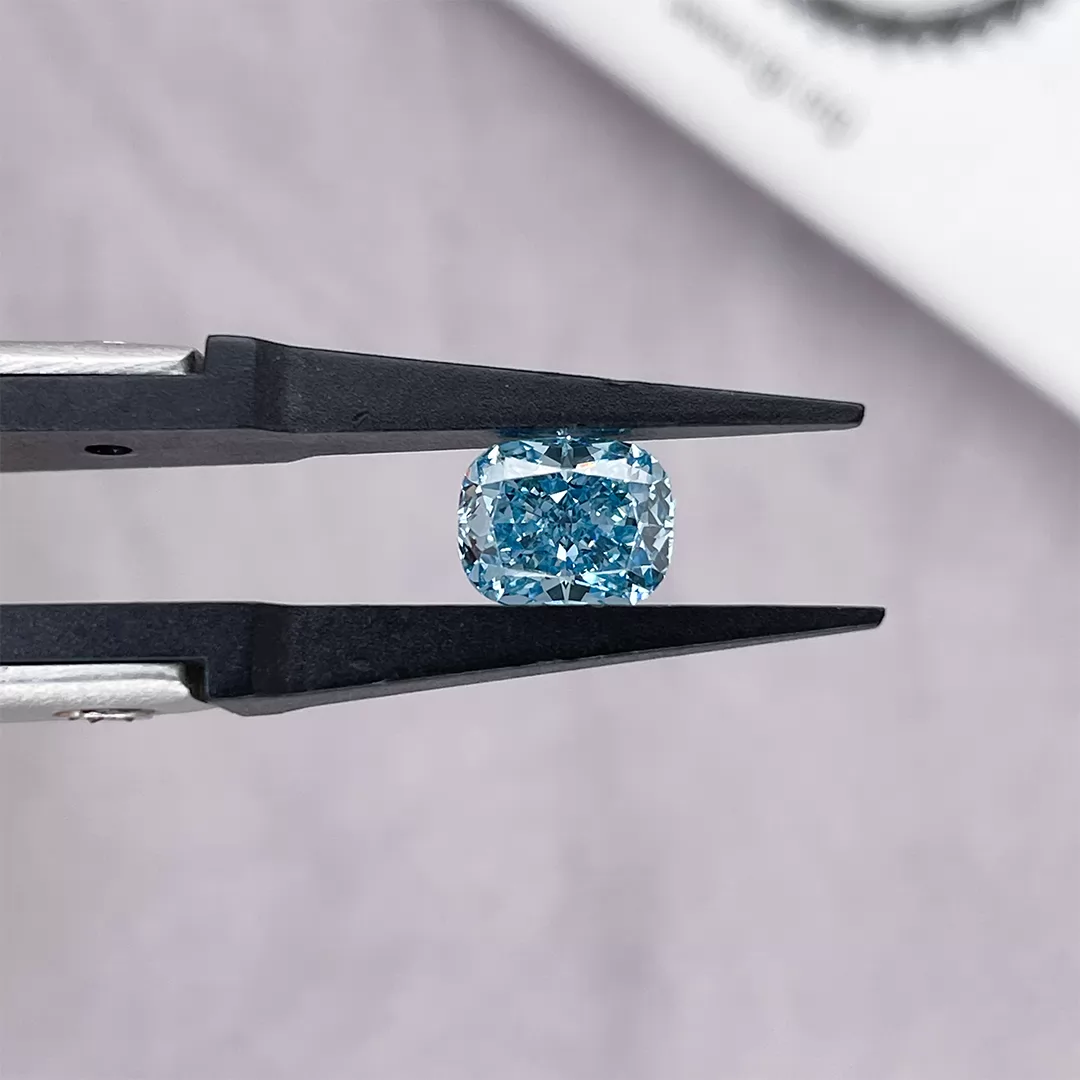 1.66ct Blue Color Cushion Cut Lab Grown Diamond