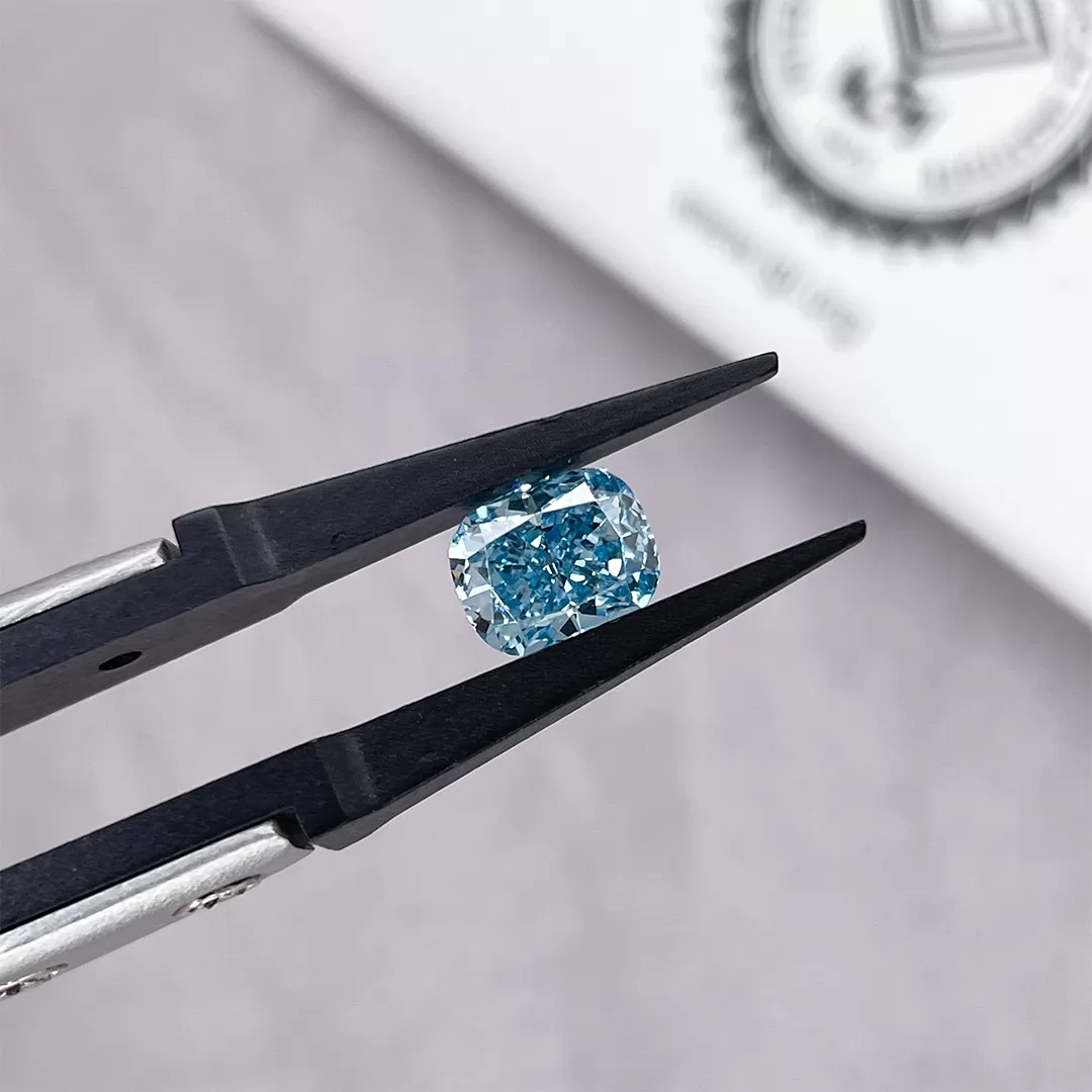 1.66ct Blue Color Cushion Cut Lab Grown Diamond