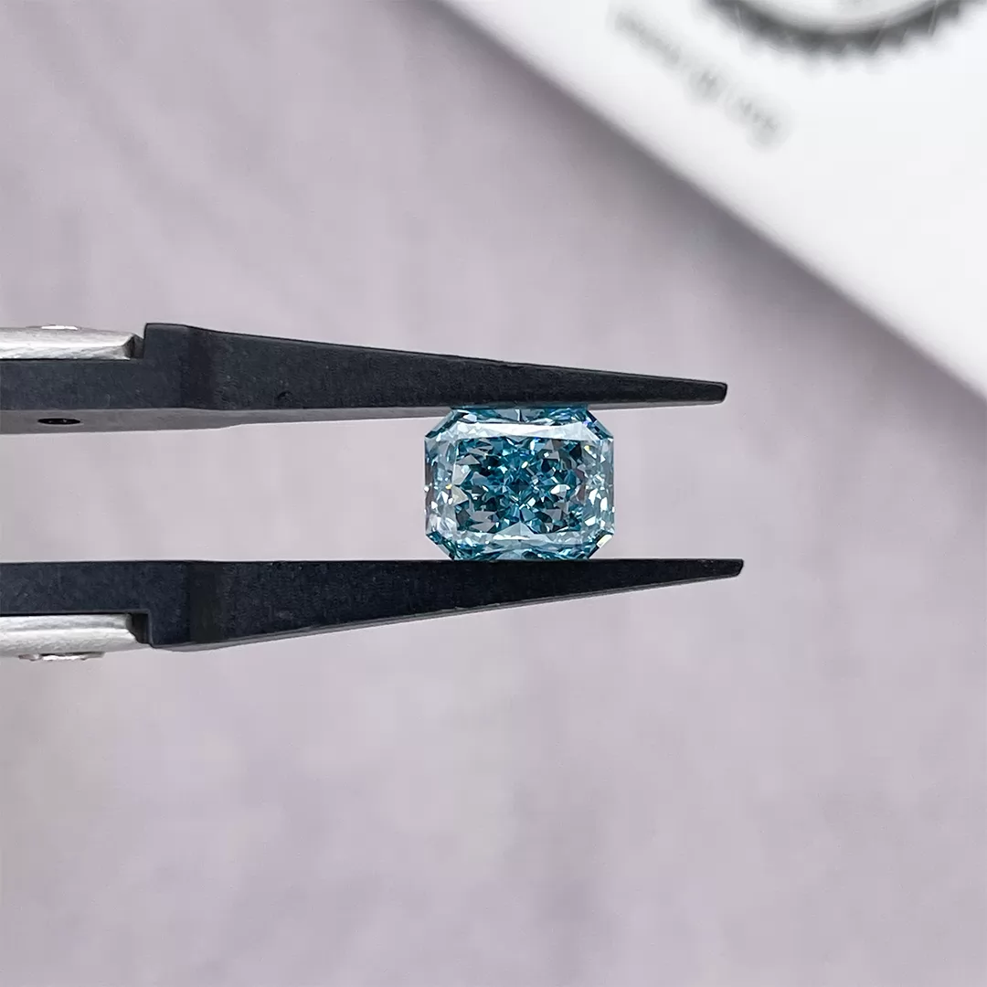 1.35ct Blue Color Radiant Cut Lab Grown Diamond