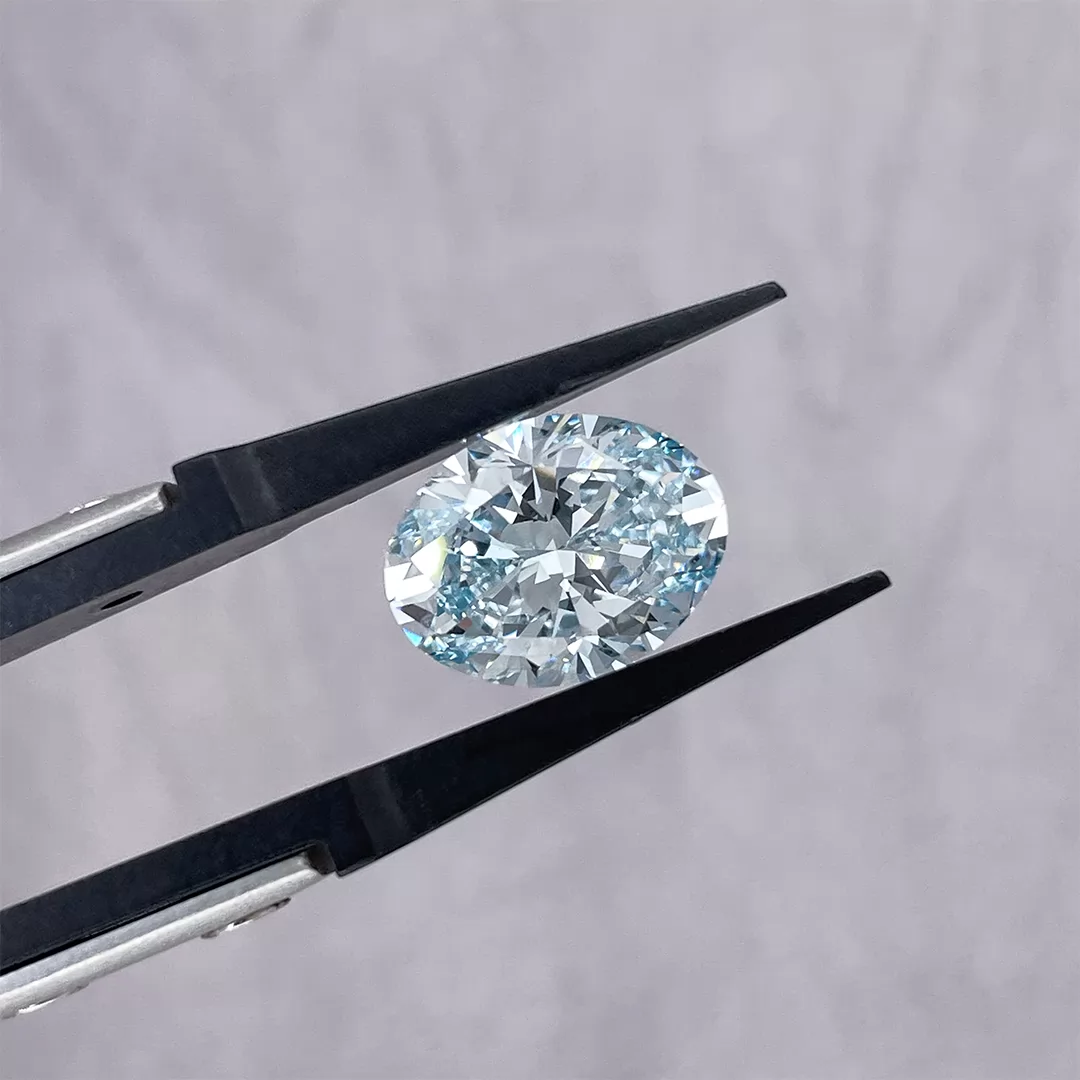 6.00ct Blue Color Oval Cut Lab Grown Diamond