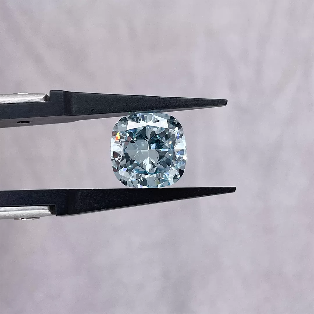 5.65ct Blue Color Cushion Cut Lab Grown Diamond