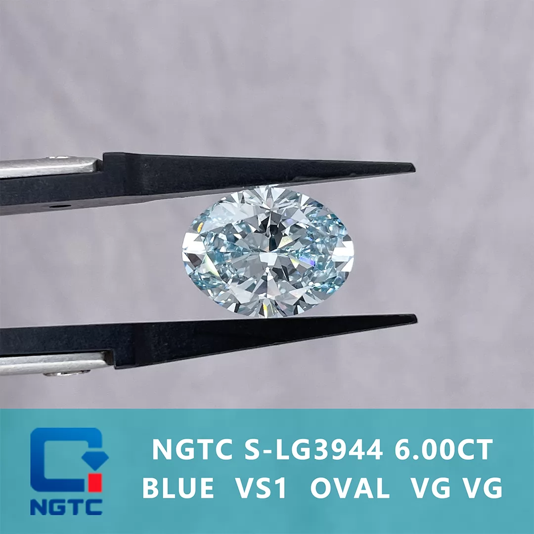 Blue Color 6.00ct Oval Cut Lab Grown Diamond