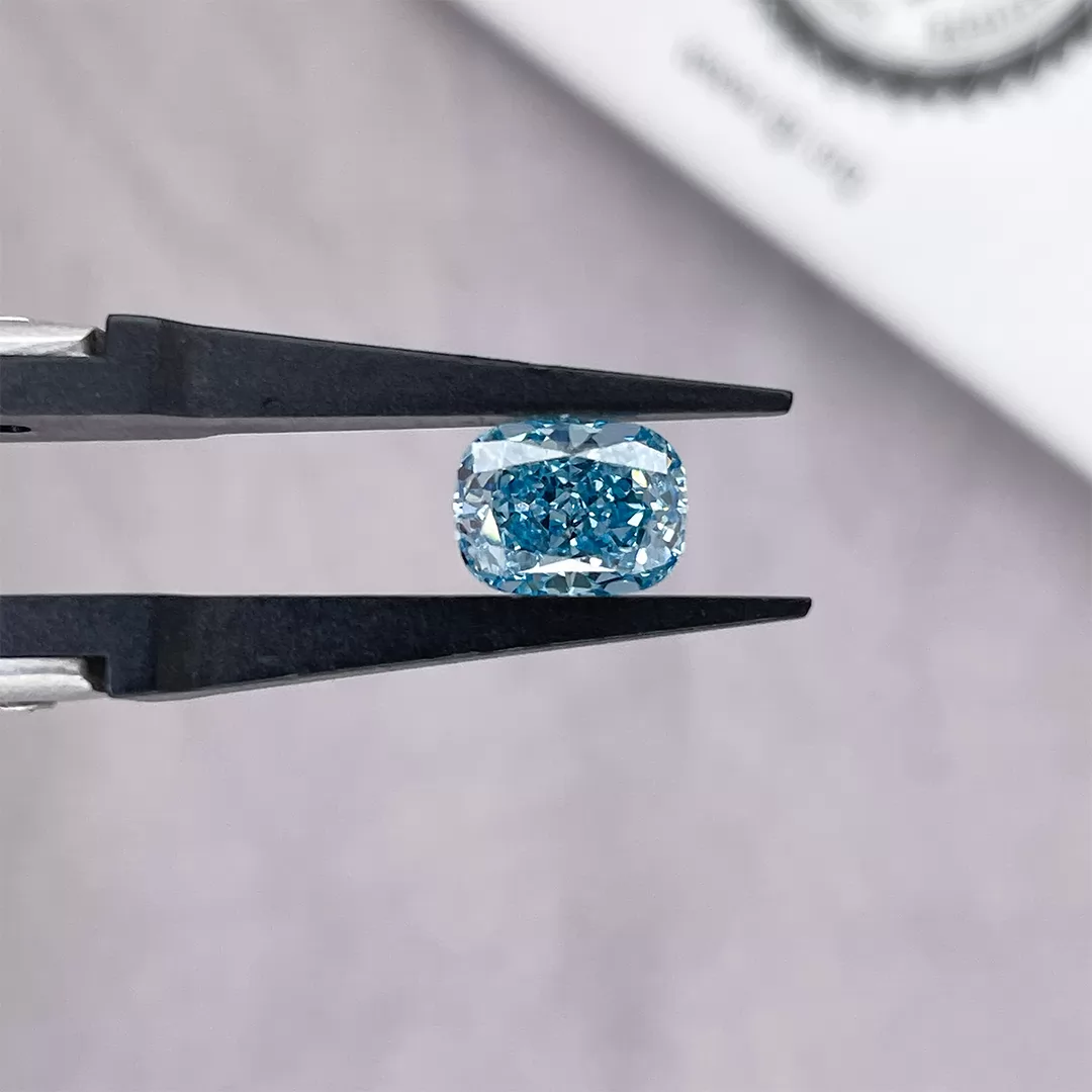 Blue Color 1.59ct Cushion Cut Lab Grown Diamond
