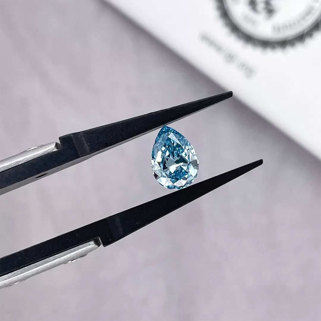 Blue Color 1.26ct Pear Cut Lab Grown Diamond