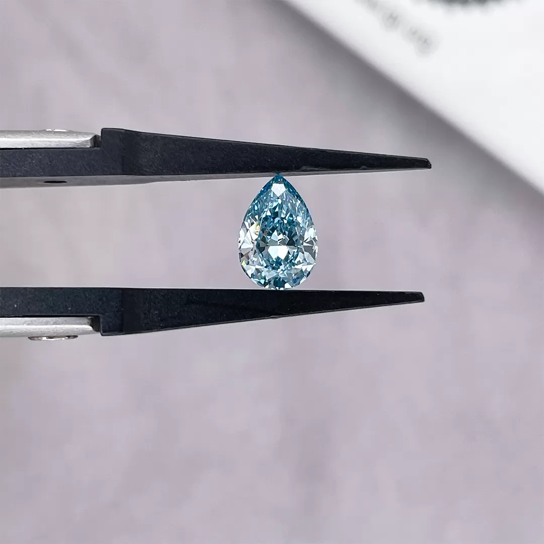Blue Color 1.06ct Pear Cut Lab Grown Diamond