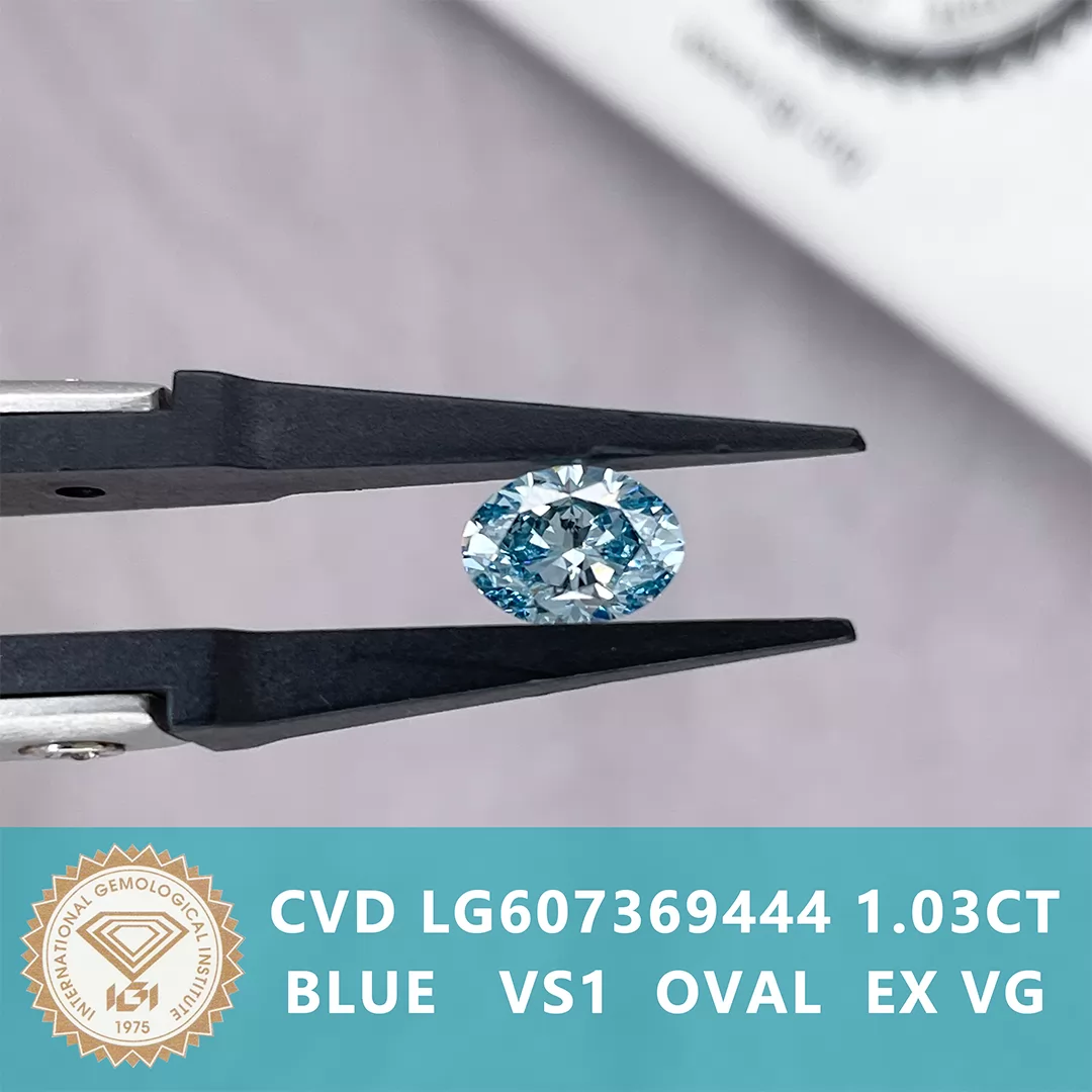 Blue Color 1.03ct Oval Cut Lab Grown Diamond