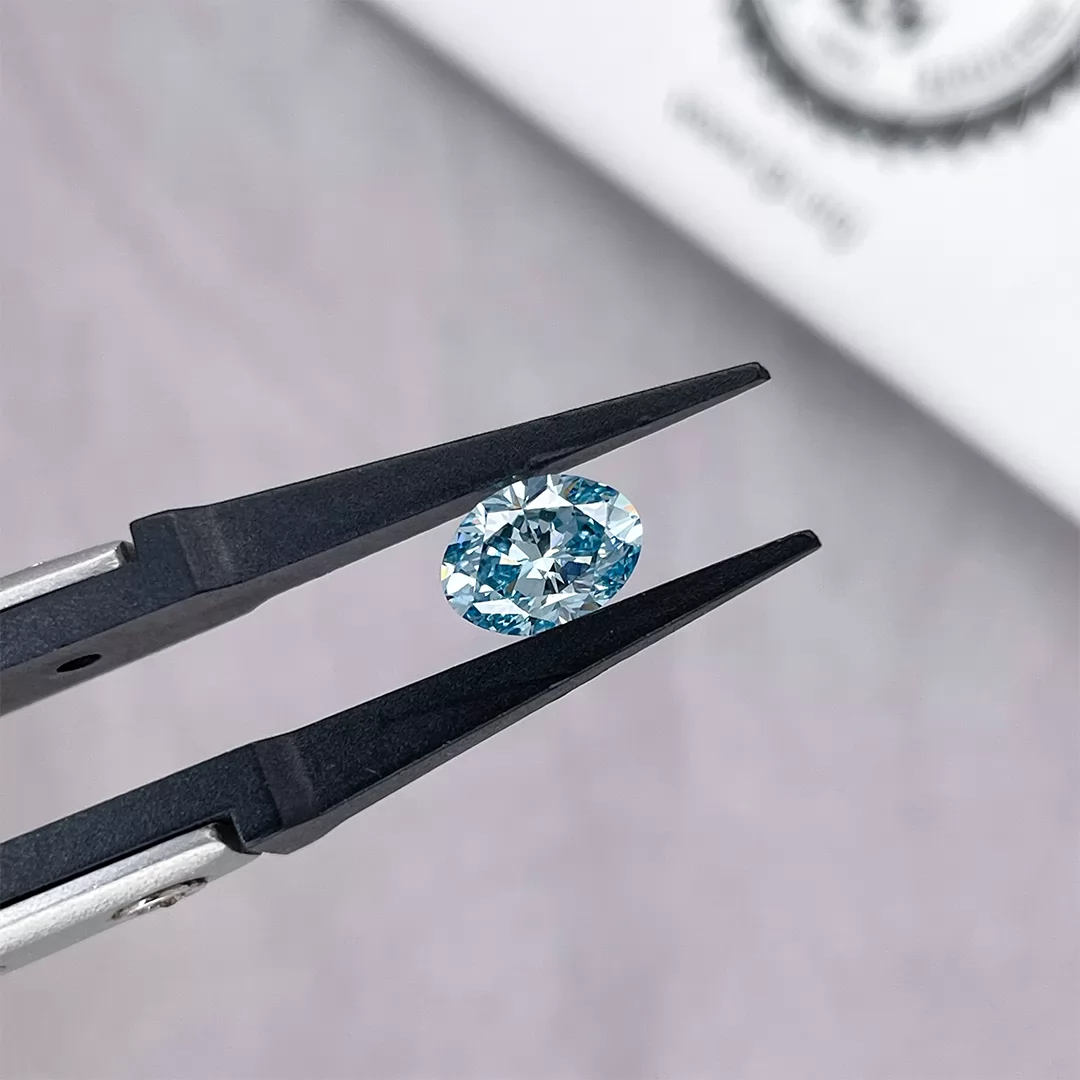 Blue Color 1.03ct Oval Cut Lab Grown Diamond