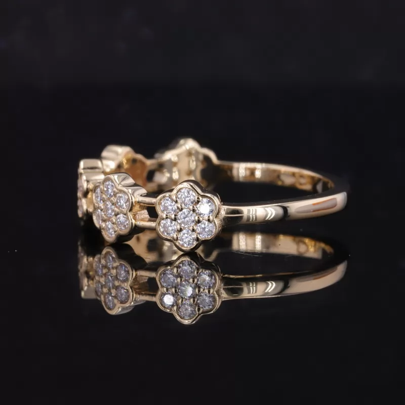 1.4mm Round Brilliant Cut Moissanite 10K Yellow Gold Vintage Engagement Ring