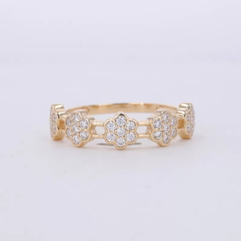 1.4mm Round Brilliant Cut Moissanite 10K Yellow Gold Vintage Engagement Ring