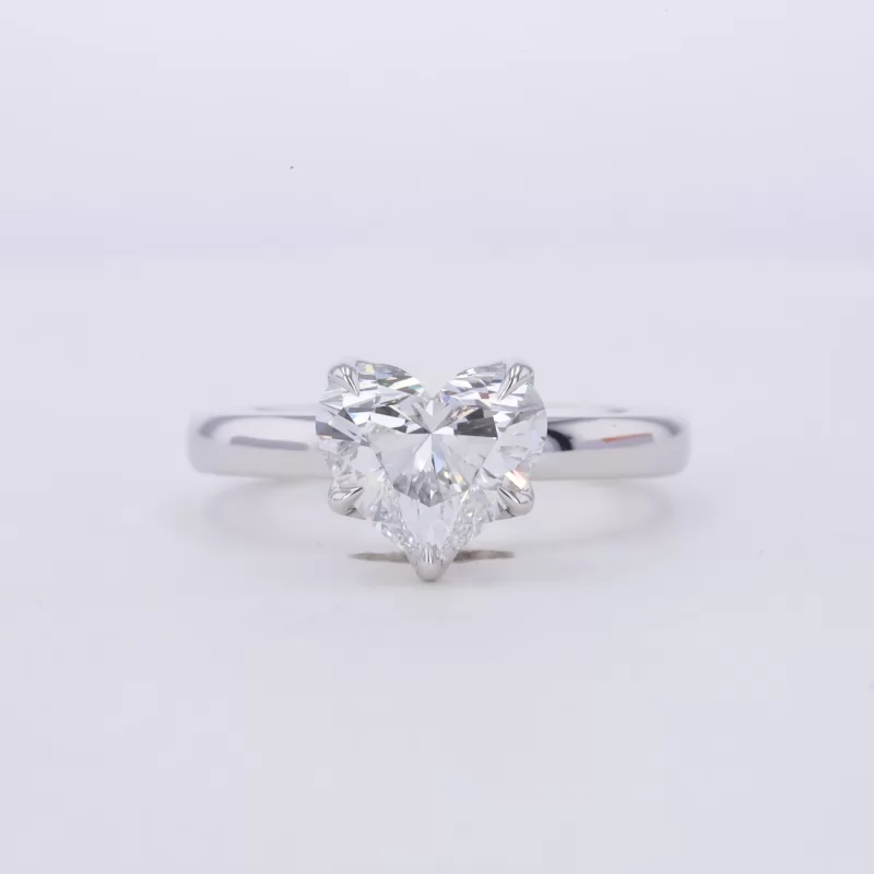 7.76×8.95mm Heart Cut Lab Grown Diamond 18K White Gold Solitaire Engagement Ring