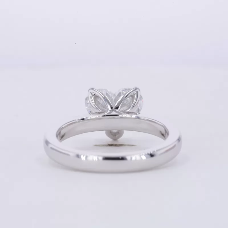 7.76×8.95mm Heart Cut Lab Grown Diamond 18K White Gold Solitaire Engagement Ring