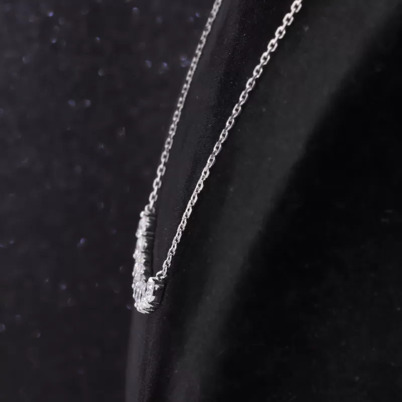 4mm Round Brilliant Cut Lab Grown Diamond 14K White Gold Diamond Pendant Necklace