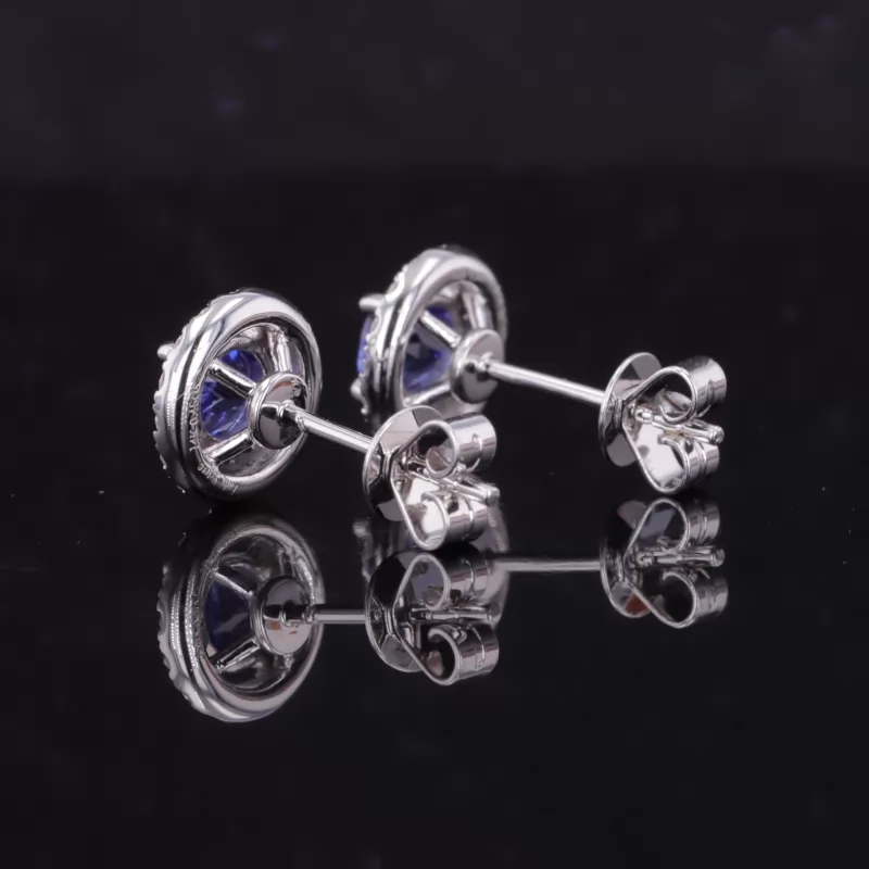 4mm & 4.5mm Round Brilliant Cut Lab Gemstones 14K Gold Diamond Stud Earrings