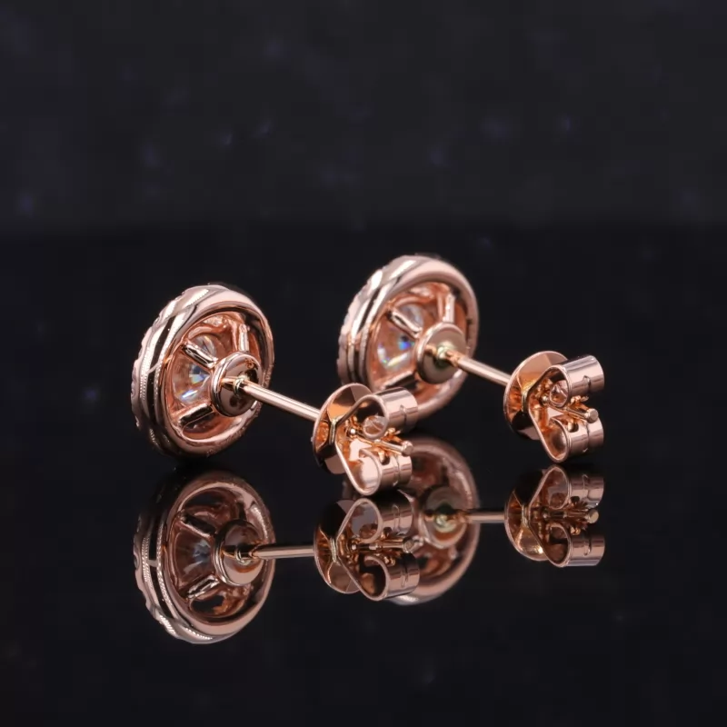 4mm & 4.5mm Round Brilliant Cut Lab Gemstones 14K Gold Diamond Stud Earrings