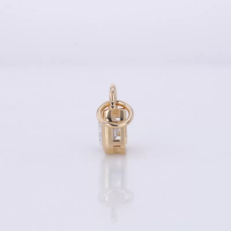 6.65×4.85mm Octagon Emerald Cut Lab Grown Diamond Bezel Set 14K Yellow Gold Diamond Pendant