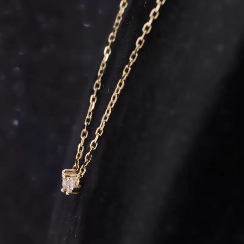 2.5mm Round Brilliant Cut Moissanite 14K Yellow Gold Diamond Pendant Necklace