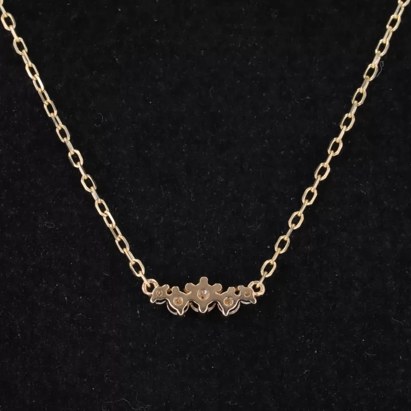 2.5mm Round Brilliant Cut Moissanite 14K Yellow Gold Diamond Pendant Necklace
