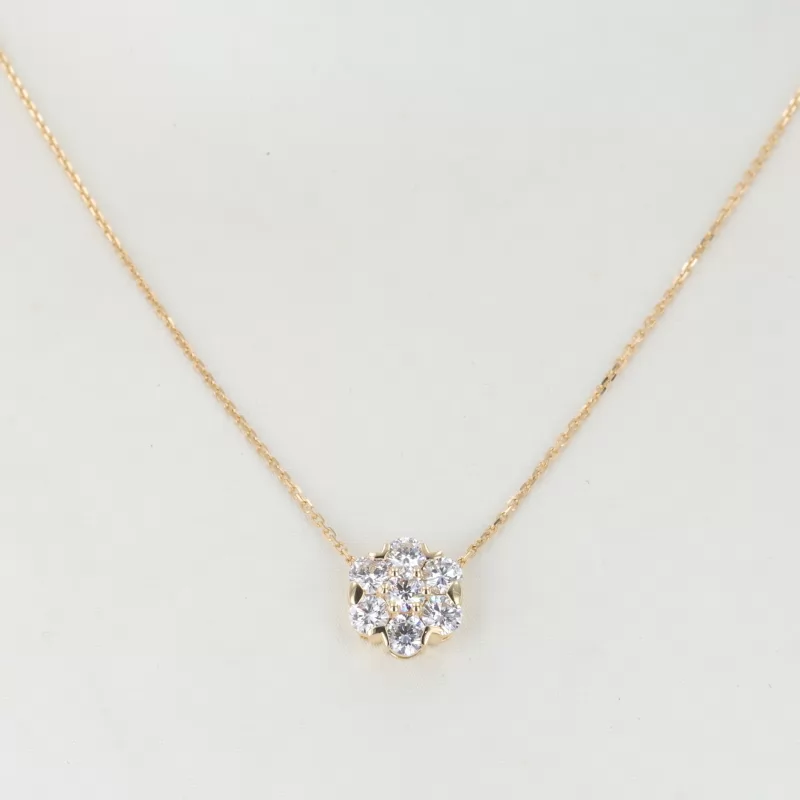 4mm Round Brilliant Cut Moissanite 18K Yellow Gold Diamond Pendant Necklace