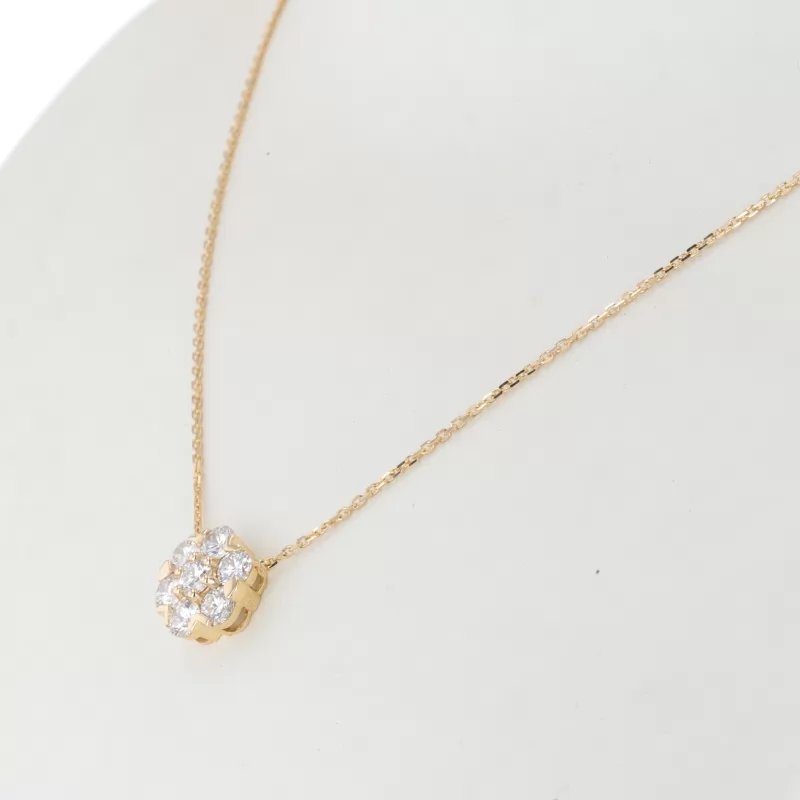 4mm Round Brilliant Cut Moissanite 18K Yellow Gold Diamond Pendant Necklace