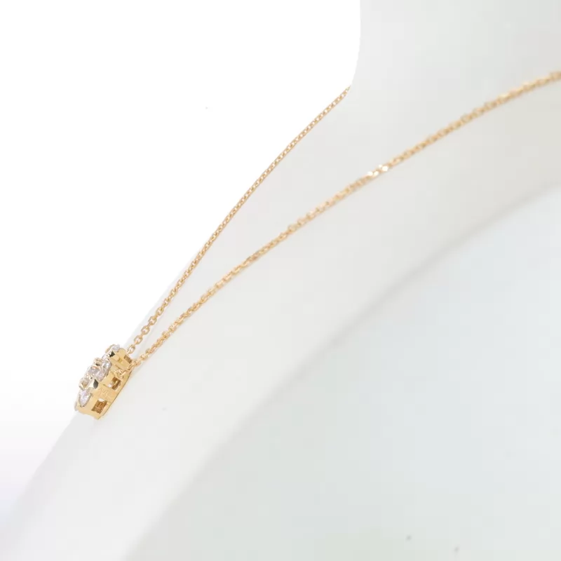 4mm Round Brilliant Cut Moissanite 18K Yellow Gold Diamond Pendant Necklace