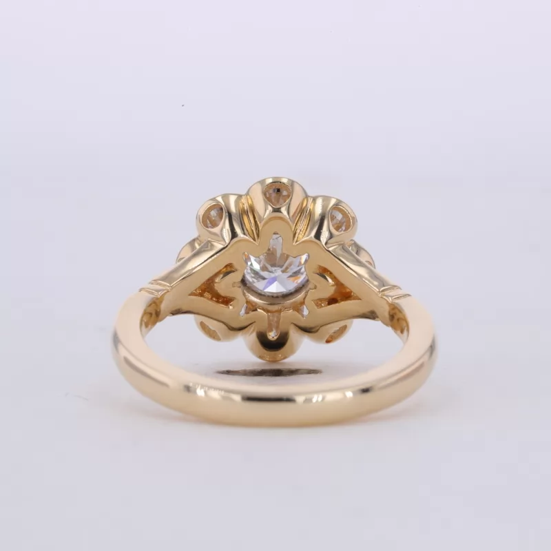 4.9mm Round Brilliant Cut Moissanite 10K Yellow Gold Halo Engagement Ring