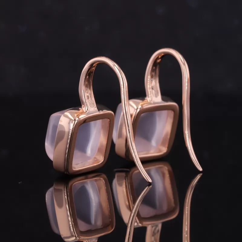 8×8mm Sugar Loaf Cut Lab Gemstones Diamond Earrings