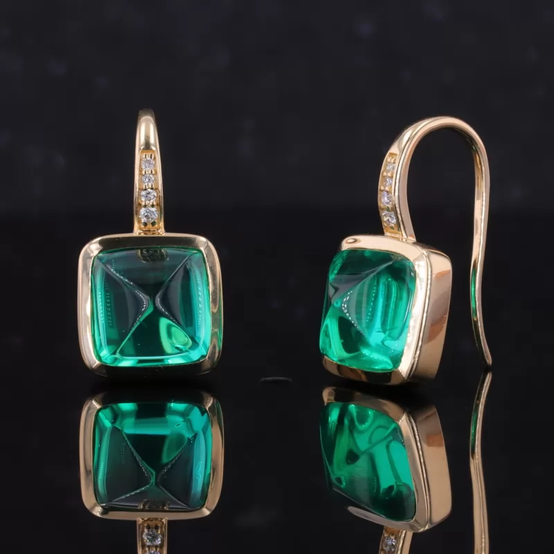 8×8mm Sugar Loaf Cut Lab Gemstones Diamond Earrings