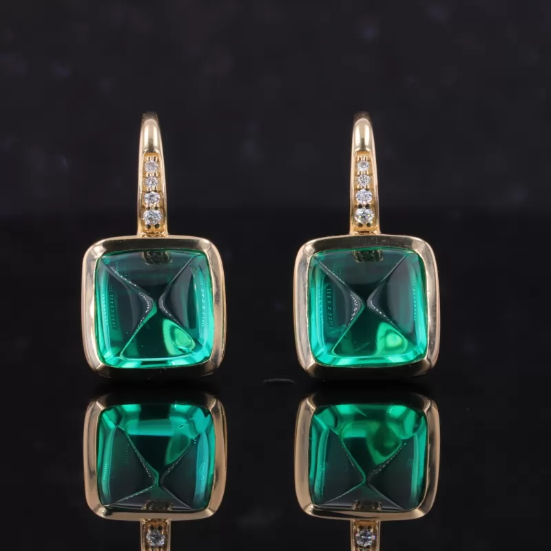 8×8mm Sugar Loaf Cut Lab Gemstones Diamond Earrings