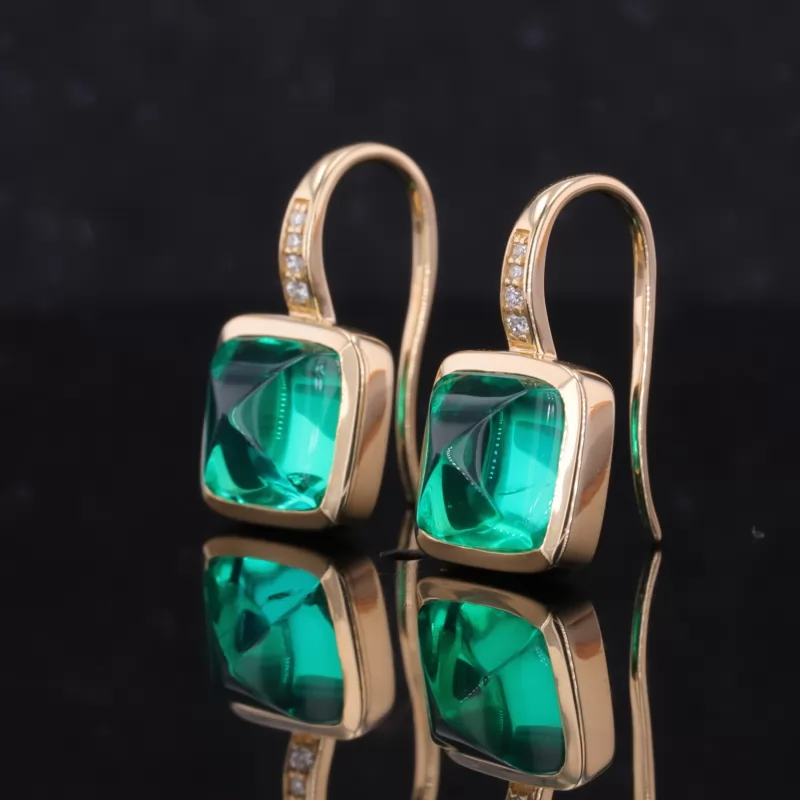 8×8mm Sugar Loaf Cut Lab Gemstones Diamond Earrings