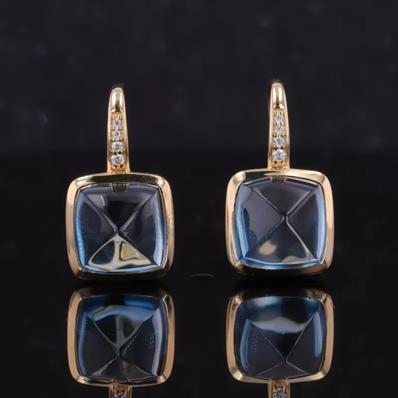 8×8mm Sugar Loaf Cut Lab Gemstones Diamond Earrings