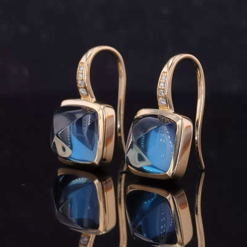 8×8mm Sugar Loaf Cut Lab Gemstones Diamond Earrings