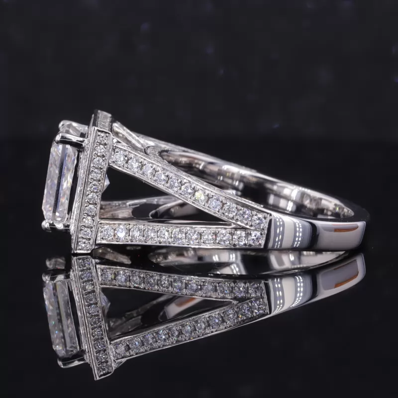 8.66×8.65mm Princess Cut Lab Grown Diamond 18K White Gold Halo Engagement Ring