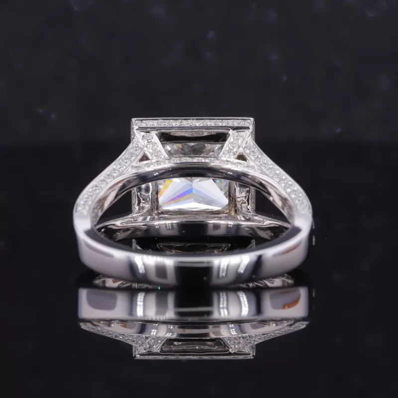 8.66×8.65mm Princess Cut Lab Grown Diamond 18K White Gold Halo Engagement Ring