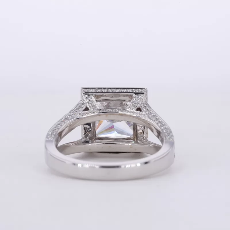 8.66×8.65mm Princess Cut Lab Grown Diamond 18K White Gold Halo Engagement Ring