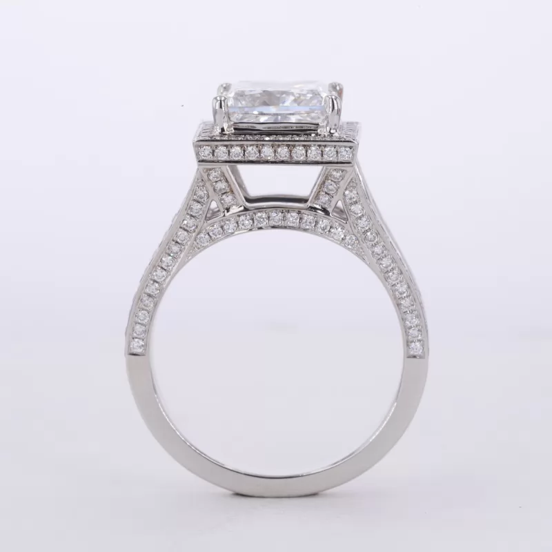 8.66×8.65mm Princess Cut Lab Grown Diamond 18K White Gold Halo Engagement Ring