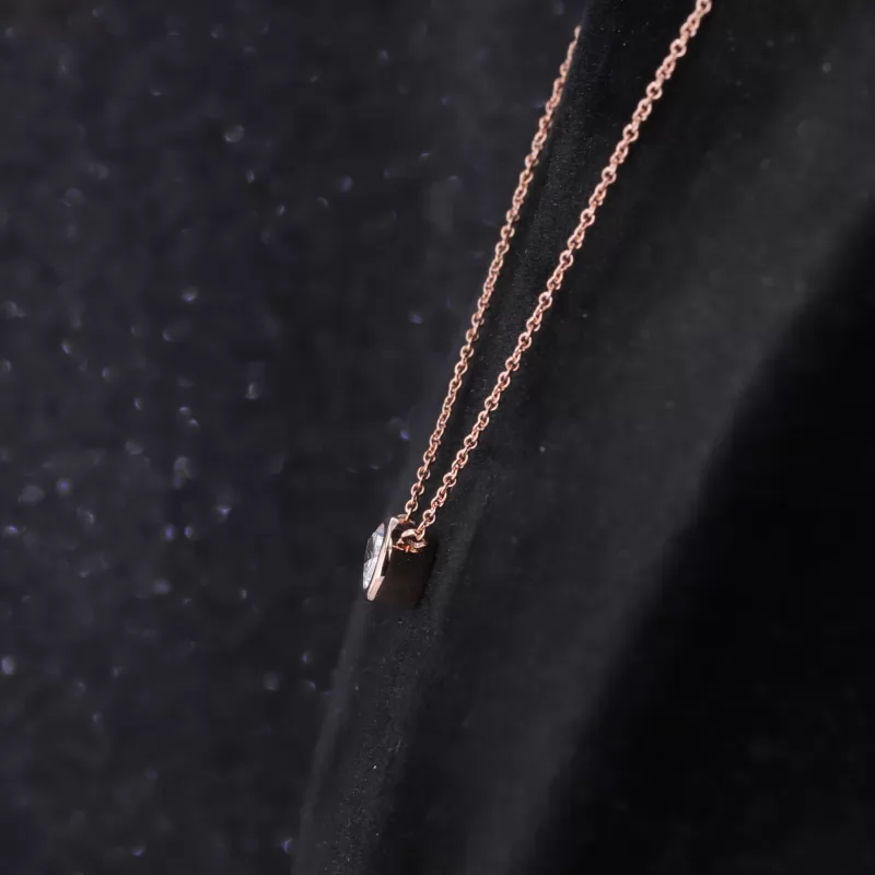 4.7×7.8mm Pear Cut Lab Grown Diamond Bezel Set 10K Rose Gold Diamond Pendant Necklace