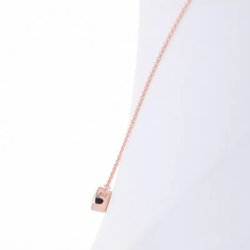 4.7×7.8mm Pear Cut Lab Grown Diamond Bezel Set 10K Rose Gold Diamond Pendant Necklace