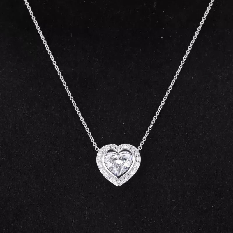 6.8×7.87mm Heart Cut Lab Grown Diamond 18K White Gold Diamond Pendant Necklace